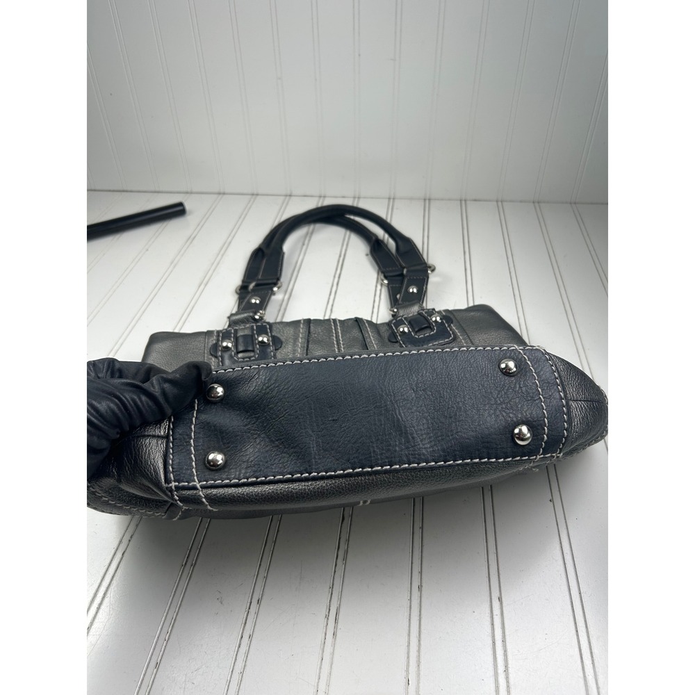 Tignanello Vintage Y2K Gray Pebbled Genuine Leather Shoulder Bag Purse - Picture 8 of 11